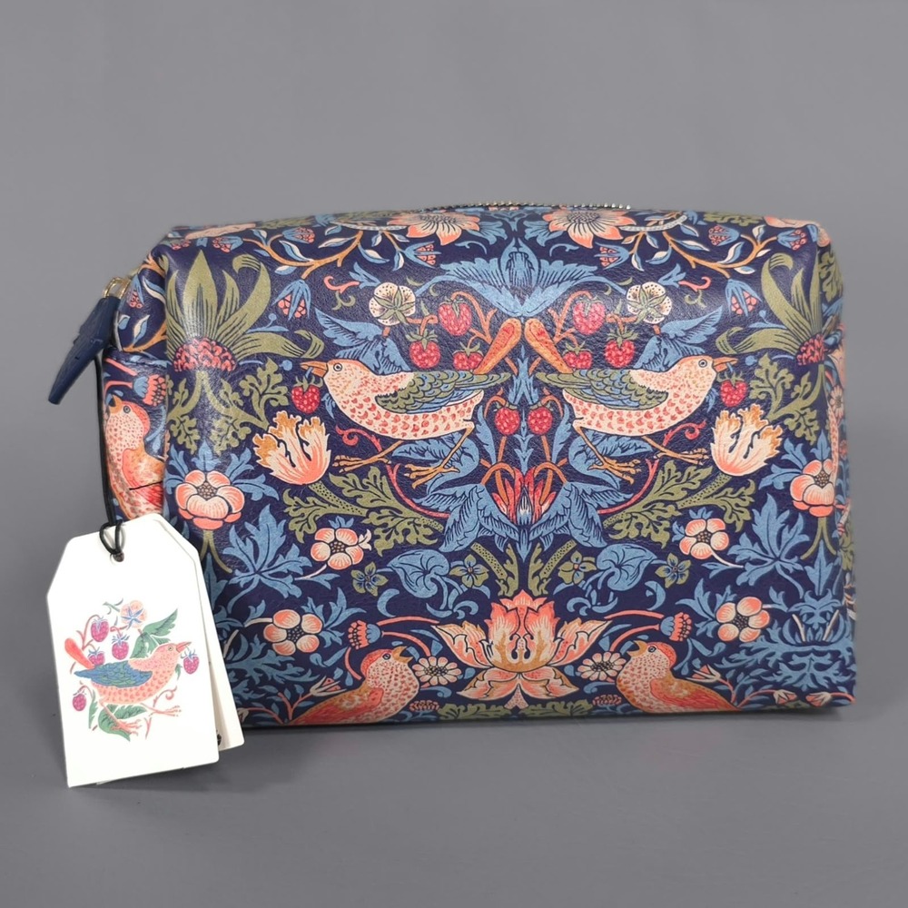 WILLIAM MORRIS AT HOME Women's New Bag Blue Toiletry Large Wash Bag Vegan FG2444